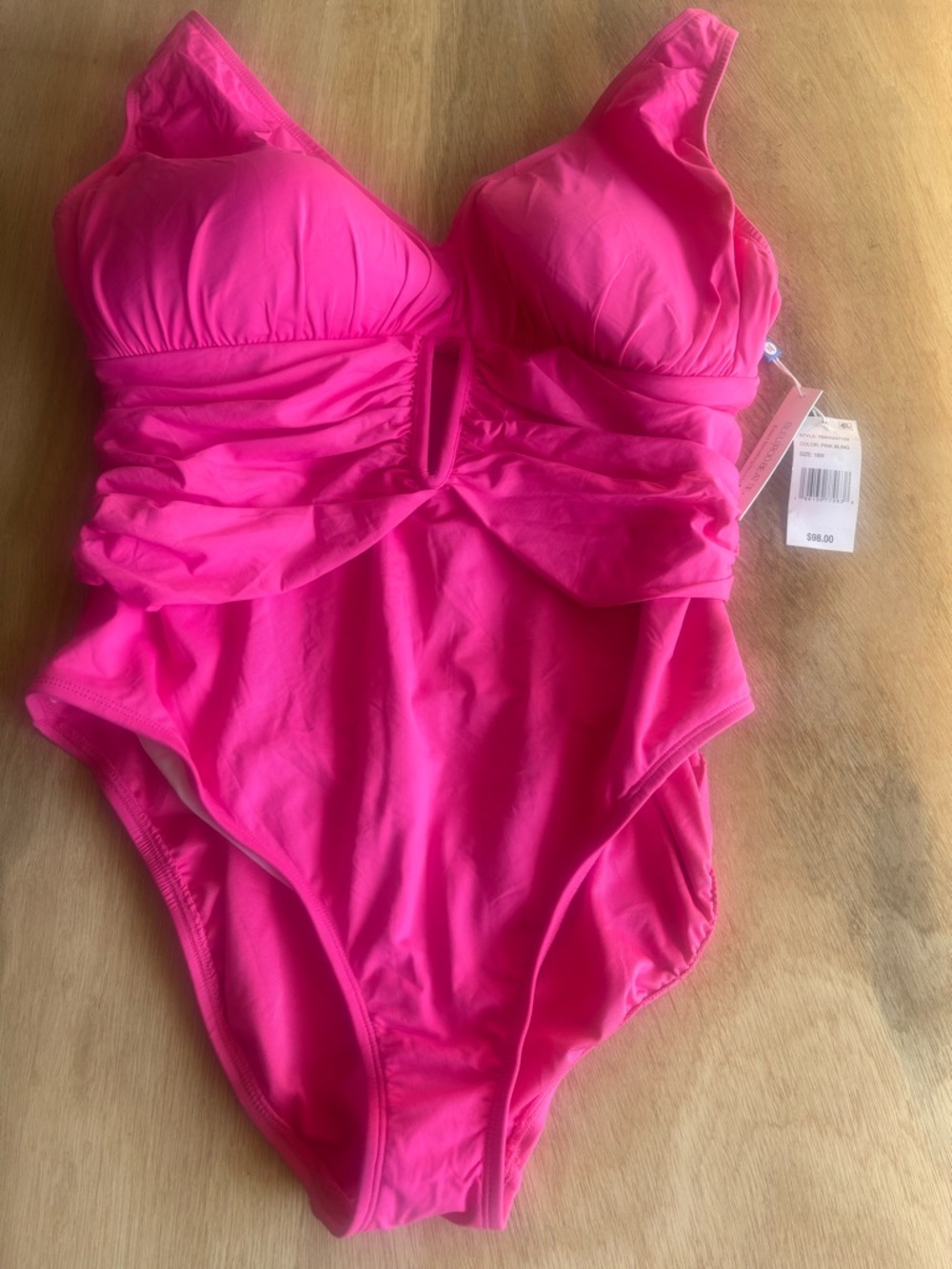 Bleu Rod Beattie Hot Pink Ruched One-Piece Swimsuit 18W #0008
